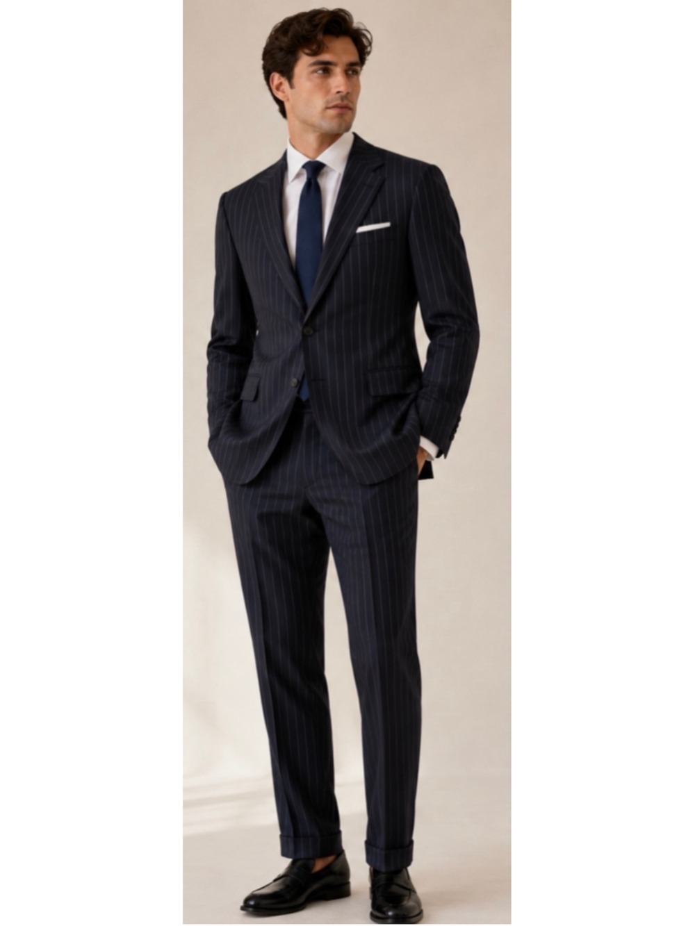 Men's Lauren Ralph Lauren Navy Pinstripe Suit 46R Classic Chic
